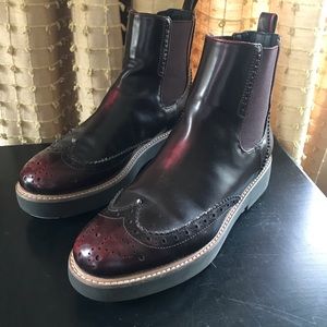 Zara burgundy pull on ankle boots.